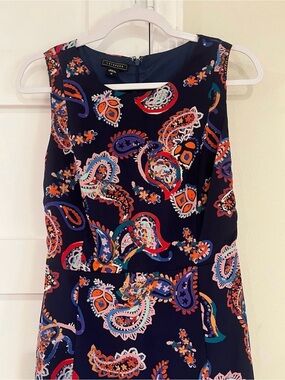 Metaphor Navy Paisley Ruffle-Hem Midi Dress Size 12 EUC